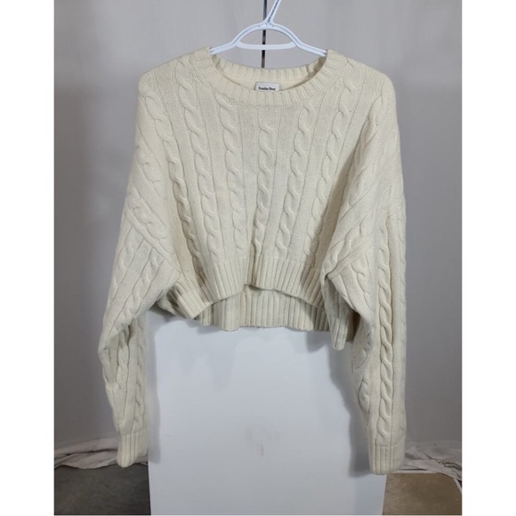 Sunday Best cropped cable knit Peggy sweater M oversized 24” - Picture 4 of 6